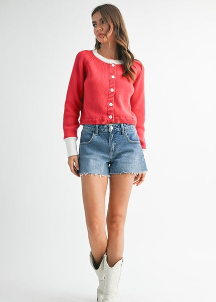 Girl Boss Red Cardigan Sweater