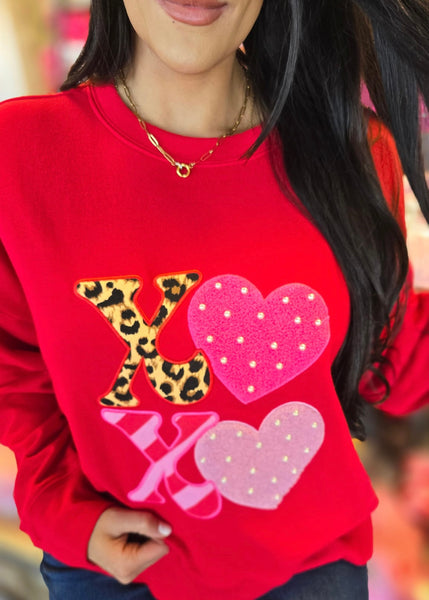 "XOXO" Red Relaxed Sweatshirt