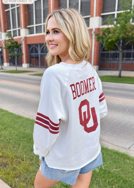 Oklahoma 1/Boomer OU White Fleece Sweatshirt