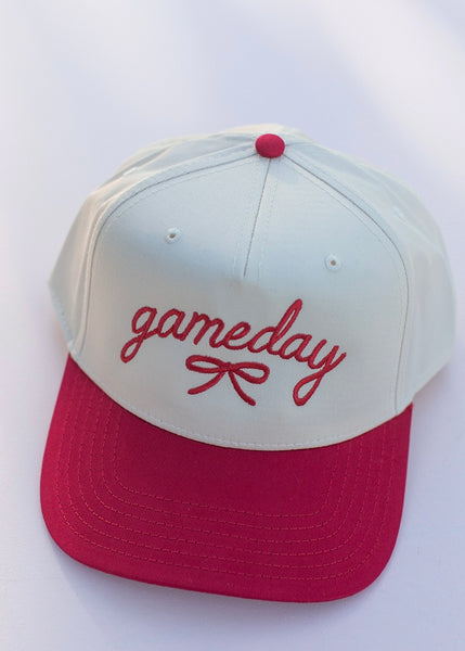 Embroidered Red Bow Game Day Hat