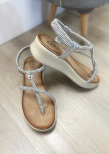 Crossover To Sparkle Wedge Sandals