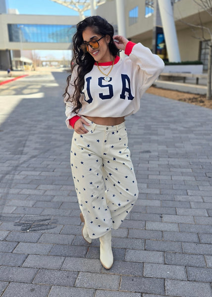 Star Struck Cream Barrel Jeans