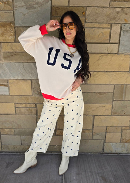 Star Struck Cream Barrel Jeans