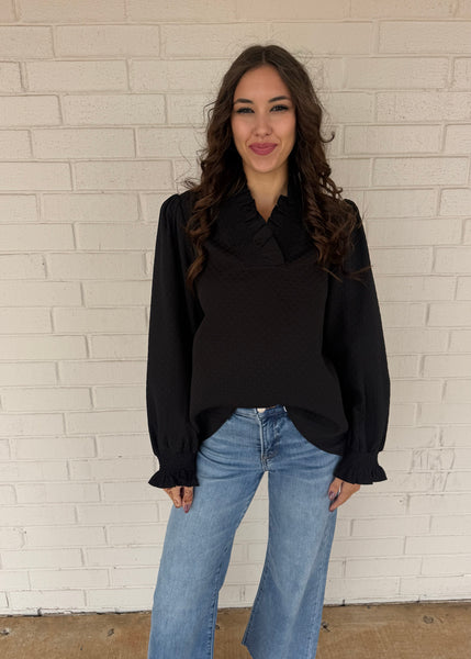 Calling All Dots Black Long Sleeve Top