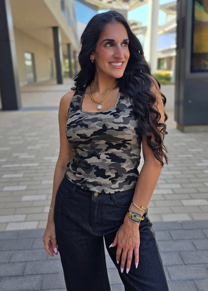 Who You Want To Be Camo Ribbed Tank