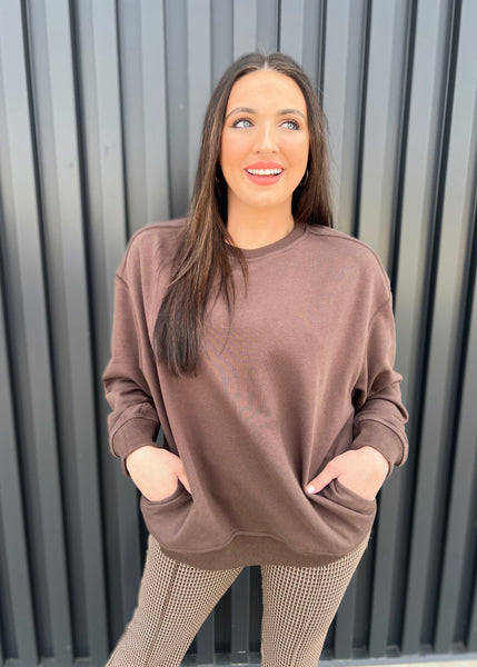 Cozy Curve Oversized Cocoa Sweatshirt