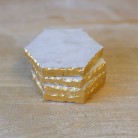Vernazza Marble Coasters  White/Gold
