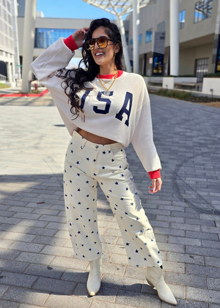 Star Struck Cream Barrel Jeans