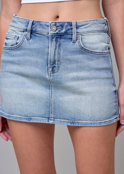 Kaylee Low Rise Micro Mini Denim Skirt