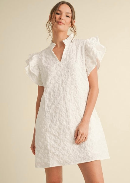 Plan To Stay Floral Embroidered Detail White Dress