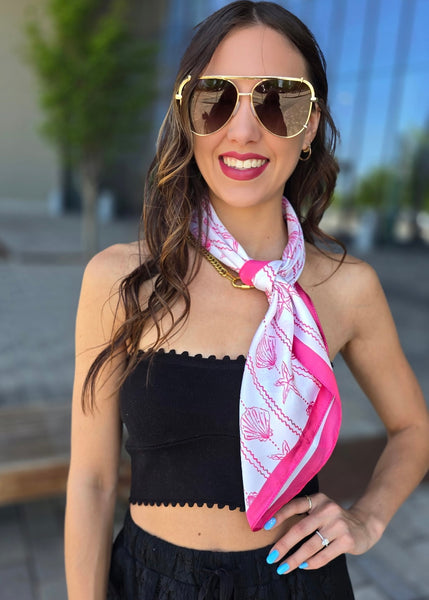 Pink Sea Shells Bandana Scarf