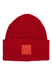 CC Solid Ribbed Knit Red Beanie