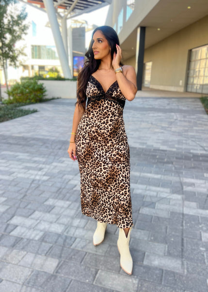 Long Awaited Leopard Lace Maxi Dress