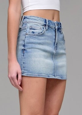 Kaylee Low Rise Micro Mini Denim Skirt