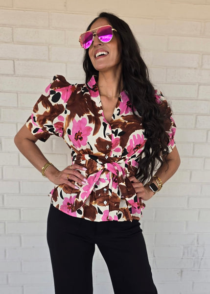 On The Bright Side Pink & Brown Floral
