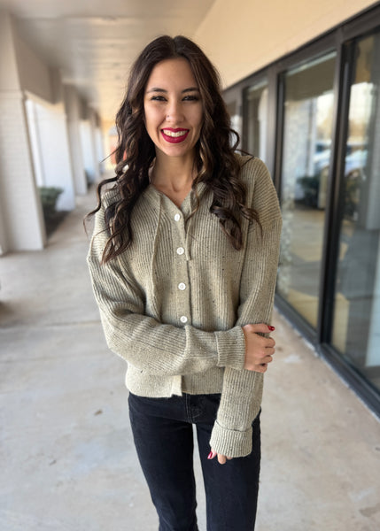 Learning About You Olive Hooded Cardigan