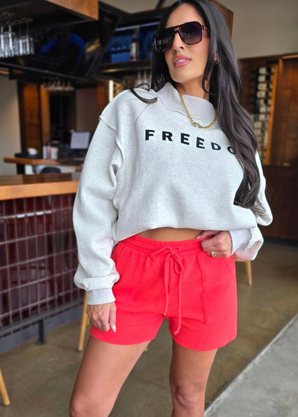 "Freedom/Legacy" Reversible Oversized Mock Neck Sweatshirt