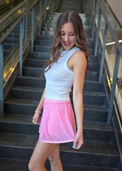 Have Your Moment Pink Mesh Skort