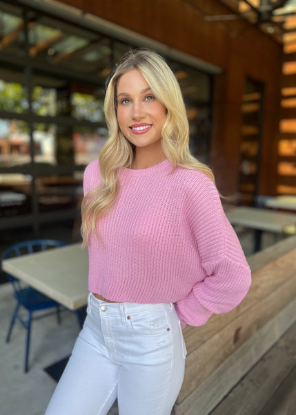 No Regrets Pink Cropped Sweater