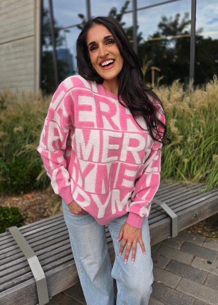 All In 3D Merry Pink Christmas Sweater