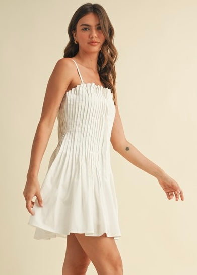 Focus On Me White Pleated Mini Dress