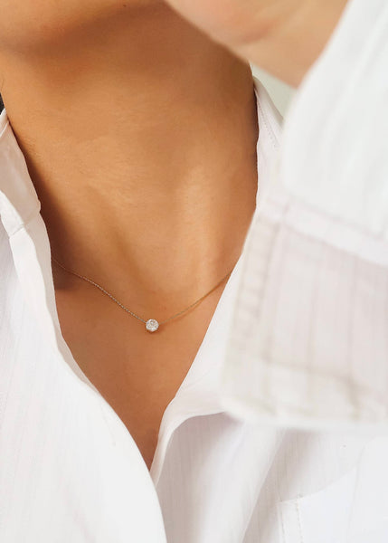 Ciara 18K Gold Non-Tarnish Petite Round CZ Necklace