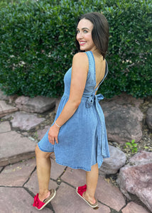 Backyard BBQ Back Bow Denim Dress