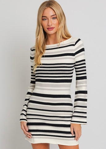 Ring The Bell Sleeve Stripe Sweater Dress