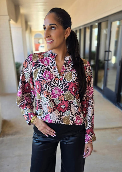 Fall Floral Fun Long Sleeve Blouse