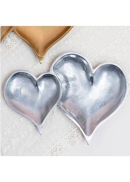 Silver Textured 2-Section Heart Trays