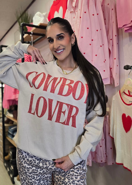 Cowboy Lover Rhinestoned Sweatshirt