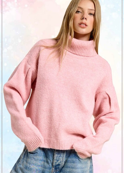 To Myself Pink Turtleneck Sweater