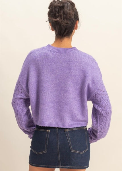 Glory Days Purple Cable Knit Cropped Sweater