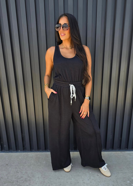 Out On A Whim Black Knit Jumpsuit