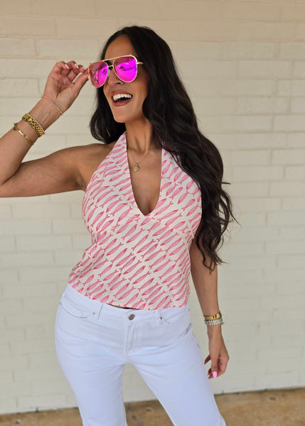 Pink Fish Halter Top