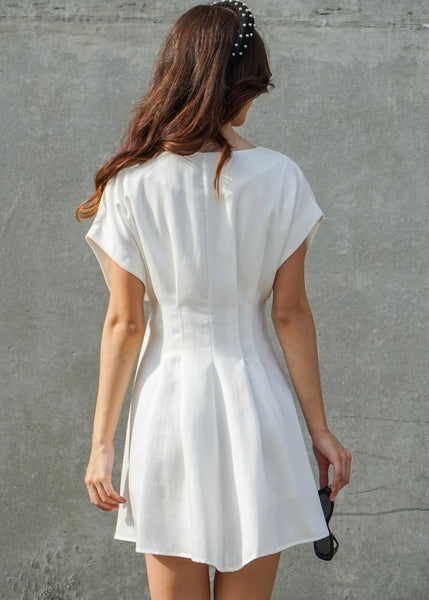 Let It Be White Button Up Mini Dress