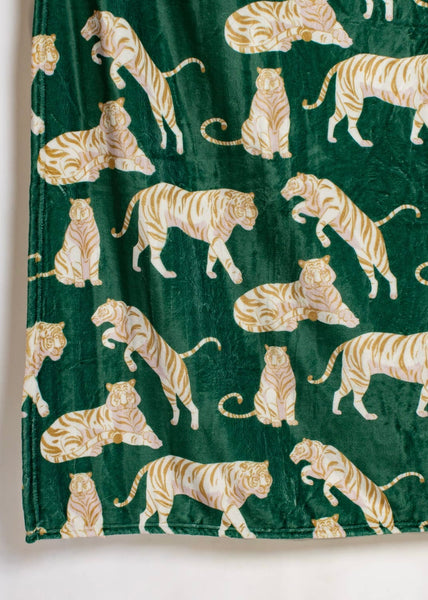 Chloe Tiger Throw   Green/Gold/Pink   50x60