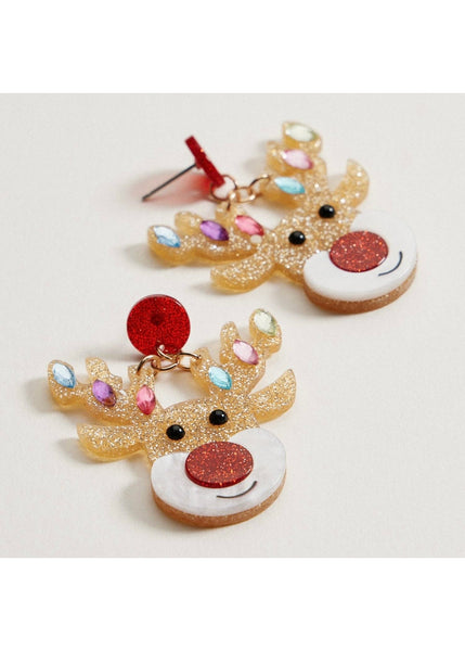 Glitter Rudolph Reindeer Earrings