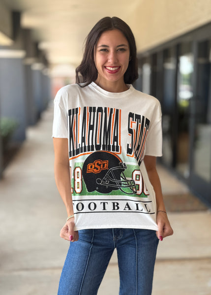 Oklahoma State University Rhinestoned Helmet Stadium Tee