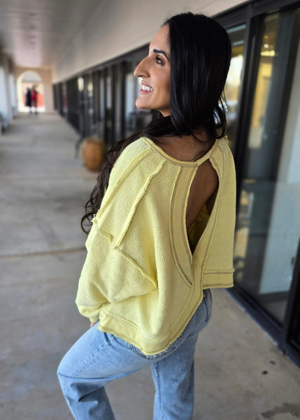Don't Overlap Open Back Oversized Yellow Top