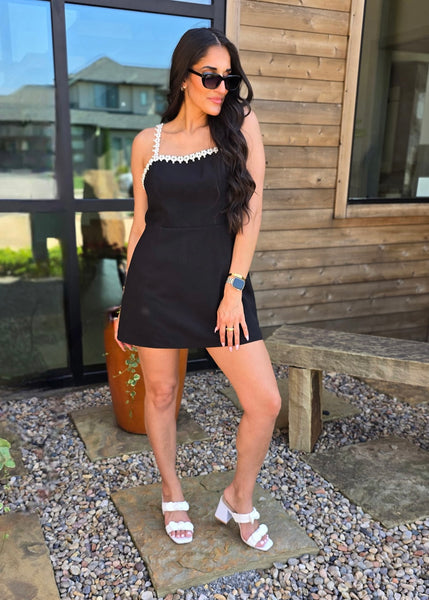 Summing Up Sophistication Black Romper Mini Dress