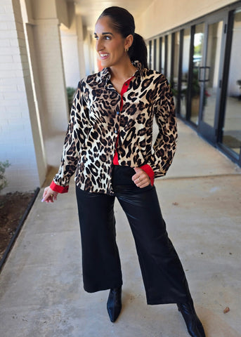 Turn It Up Leopard Button Up Top