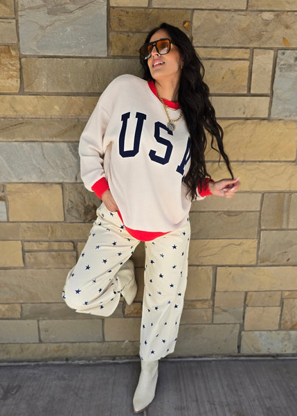 USA Cloudy Knit Long Sleeve Top