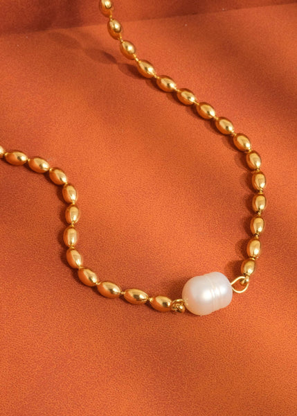 Vigne 18K Gold Non-Tarnish Pearl Ball Chain Necklace