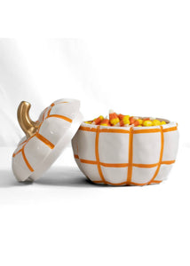 Monica Pumpkin Candy Dish: White/Orange