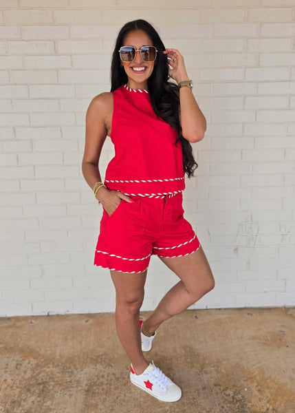 Halftime Report Red Sleeveless Top