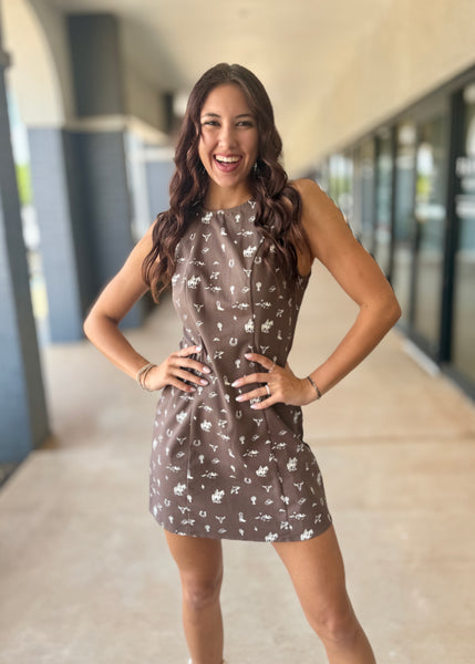 Dreams & Desires Sleeveless Cowboy Graphic Mini Dress