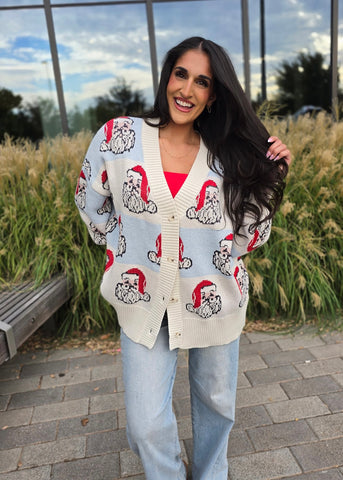 It's Time For Santa Face Oversized Cardigan