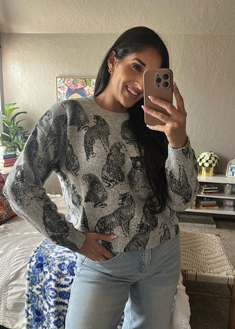 Got Caught Grey Cheetah Sweater