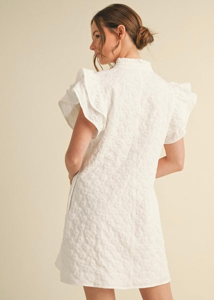 Plan To Stay Floral Embroidered Detail White Dress